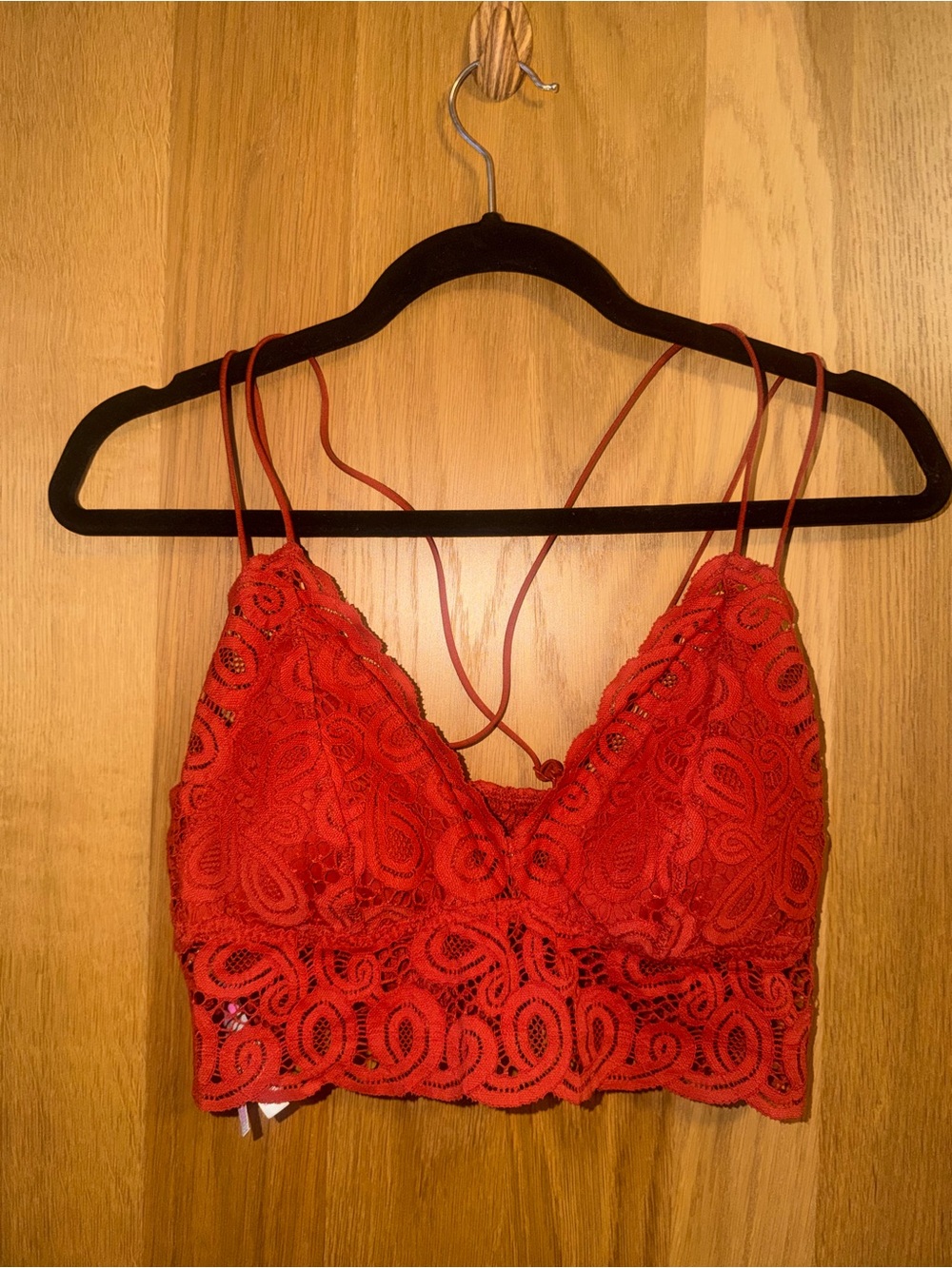 PINK Victoria's Secret Red Lace Bralette with Double Straps